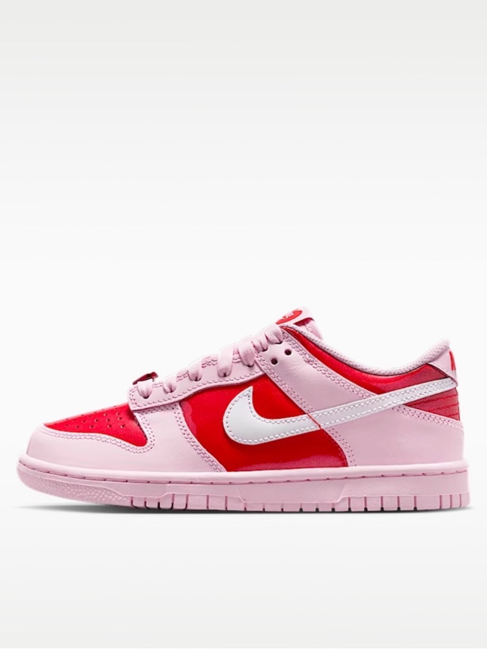 Nike Dunk Low Pink and Red with White Swoosh Accent